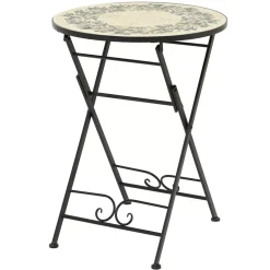 Sale Tavolo bistro rotondo pieghevole in mosaico (D58 cm) Atene Salotto Da Balcone|Tavoli Da Giardino