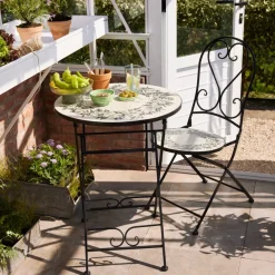 Sale Tavolo bistro rotondo pieghevole in mosaico (D58 cm) Atene Salotto Da Balcone|Tavoli Da Giardino
