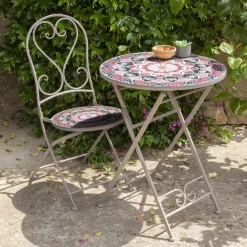 Hot Tavolo bistrot mosaico Narbonne Tortora e rosa Salotto Da Balcone|Salotto Da Giardino