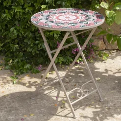 Hot Tavolo bistrot mosaico Narbonne Tortora e rosa Salotto Da Balcone|Salotto Da Giardino