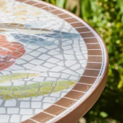 Tavolo bistrot rotondo in mosaico Aberdeen Salotto Da Balcone|Salotto Da Giardino
