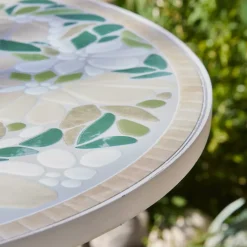 Best Tavolo bistrot rotondo pieghevole in mosaico Genève Crema Salotto Da Balcone|Salotto Da Giardino