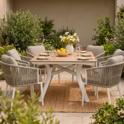 Tavolo da giardino alluminio 8 posti (136 x 136 cm) Amalfi Bianco Salotto Da Giardino|Tavoli Da Giardino
