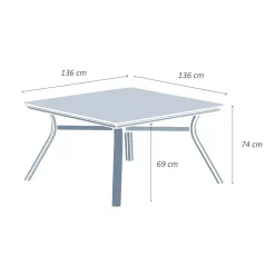 Online Tavolo da giardino alluminio 8 posti (136 x 136 cm) Amalfi Grigio antracite Salotto Da Giardino|Tavoli Da Giardino