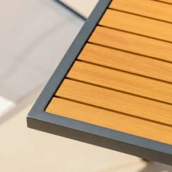 Outlet Tavolo da giardino allungabile 8 posti Alluminio effetto legno Murano (180 x 90 cm)Grigio antracite Salotto Da Balcone|Salotto Da Giardino