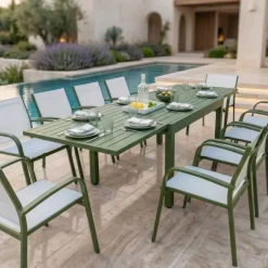 Online Tavolo da giardino allungabile in alluminio 10 posti (135/270 x 90 cm) Murano Verde oliva Salotto Da Giardino|Tavoli Da Giardino