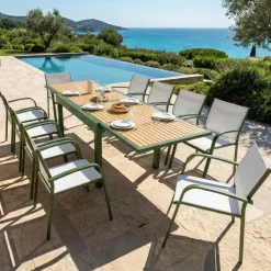 Hot Tavolo da giardino allungabile in alluminio 10 posti (135/270 x 90 cm) Murano effetto legno Salotto Da Giardino|Tavoli Da Giardino