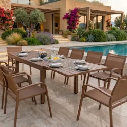 Tavolo da giardino allungabile in alluminio 10 posti (135/270 x 90 cm) Murano Salotto Da Giardino|Tavoli Da Giardino