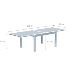 Best Tavolo da giardino allungabile in vetro 10 posti (135/270 x 90 cm) Murano Salotto Da Giardino|Tavoli Da Giardino