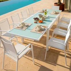 Best Tavolo da giardino allungabile in vetro 10 posti (135/270 x 90 cm) Murano Salotto Da Giardino|Tavoli Da Giardino