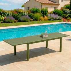 Tavolo da giardino allungabile in alluminio 12 posti (200/320 x 100 cm) Murano Verde oliva Salotto Da Giardino|Tavoli Da Giardino
