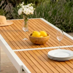 Sale Tavolo da giardino allungabile 12 posti Alluminio effetto legno Murano (320 x 100 cm) Bianco Salotto Da Giardino|Tavoli Da Giardino