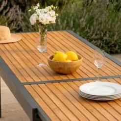 Best Tavolo da giardino allungabile 10 posti Alluminio effetto legno Murano (270 x 90 cm) Grigio antracite Salotto Da Giardino|Tavoli Da Giardino