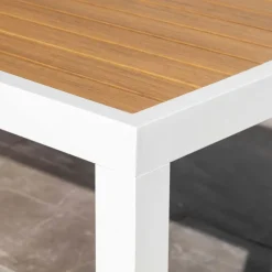 Clearance Tavolo da giardino alto in alluminio 6 posti effetto legno (160 x H105 cm) Murano Bianco Salotto Da Balcone|Salotto Da Giardino