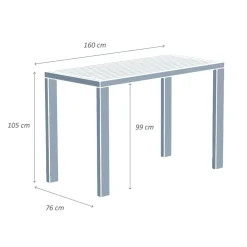Online Tavolo da giardino alto in alluminio 6 posti (160 x H105 cm) Murano Grigio Salotto Da Balcone|Salotto Da Giardino