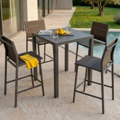 Sale Tavolo da giardino alto quadrato alluminio 4 posti (90 x H105 cm) Murano Grigio Salotto Da Balcone|Salotto Da Giardino