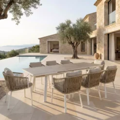 Discount Tavolo da giardino estensibile automatico in alluminio 12 posti Amalfi Bianco e tortora Salotto Da Giardino|Tavoli Da Giardino