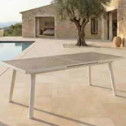 Discount Tavolo da giardino estensibile automatico in alluminio 12 posti Amalfi Bianco e tortora Salotto Da Giardino|Tavoli Da Giardino