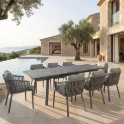 Discount Tavolo da giardino estensibile automatico in alluminio 10 posti (200/260 x 96 cm) Amalfi Grigio Salotto Da Giardino|Tavoli Da Giardino