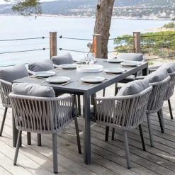 Clearance Tavolo da giardino estensibile in alluminio 10 posti (180/240 x 96 cm) Amalfi Grigio Salotto Da Giardino|Tavoli Da Giardino