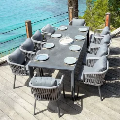 Clearance Tavolo da giardino estensibile in alluminio 10 posti (180/240 x 96 cm) Amalfi Grigio Salotto Da Giardino|Tavoli Da Giardino