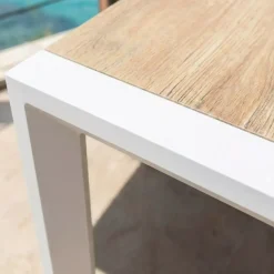 Online Tavolo da giardino estensibile in alluminio 10 posti (180/240 x 96 cm) Amalfi Bianco e legno Salotto Da Giardino|Tavoli Da Giardino