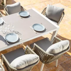 Sale Tavolo da giardino estensibile in alluminio 10 posti (180/240 x 96 cm) Amalfi Bianco e tortora Salotto Da Giardino|Tavoli Da Giardino