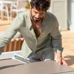 Sale Tavolo da giardino estensibile in alluminio 10 posti (180/240 x 96 cm) Amalfi Bianco e tortora Salotto Da Giardino|Tavoli Da Giardino