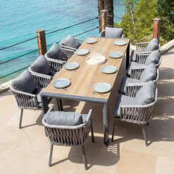Online Tavolo da giardino estensibile in alluminio 10 posti (180/240 x 96 cm) Amalfi Grigio antracite e legno Salotto Da Giardino|Tavoli Da Giardino