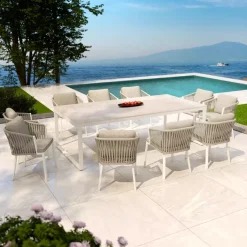 Tavolo da giardino in alluminio e ceramica 10 posti Kore Bianco e Salotto Da Giardino|Tavoli Da Giardino