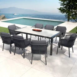 Tavolo da giardino in alluminio e ceramica 8 posti Modena Salotto Da Giardino|Tavoli Da Giardino