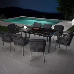 Sale Tavolo da giardino 8 posti alluminio e ceramica Modena Nero marmorizzato Salotto Da Giardino|Tavoli Da Giardino