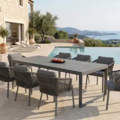 Discount Tavolo da giardino 8 posti Allumino/Ceramica Kore (180 x 90 cm) Grigio Salotto Da Giardino|Tavoli Da Giardino