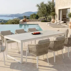 New Tavolo da giardino 8 posti allumino e ceramica Kore Bianco e Salotto Da Giardino|Tavoli Da Giardino