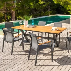 Best Tavolo da giardino 8 posti Alluminio/Eucalipto Bali Grigio Salotto Da Giardino|Tavoli Da Giardino