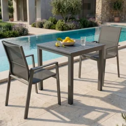 New Tavolo da giardino quadrato alluminio 4 posti (70 x 70 cm) Murano Grigio Salotto Da Balcone|Salotto Da Giardino