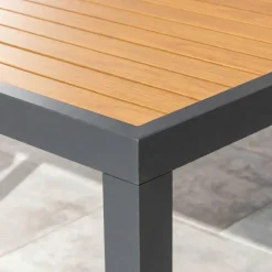 Online Tavolo da giardino quadrato in alluminio 4 posti (89 x 89 cm) Murano Grigio antracite ed effetto legno Salotto Da Balcone|Salotto Da Giardino