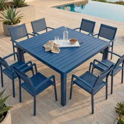 Clearance Tavolo da giardino quadrato in alluminio 8 posti Murano Salotto Da Balcone|Salotto Da Giardino