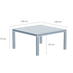 Sale Tavolo da giardino quadrato in alluminio 8 posti Murano Salotto Da Balcone|Tavoli Da Giardino