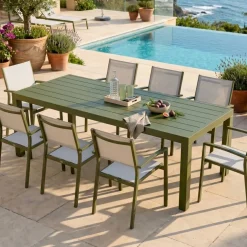 Best Tavolo da giardino rettangolare in alluminio 8 posti (210 x 100 cm) Murano Verde oliva Salotto Da Giardino|Tavoli Da Giardino