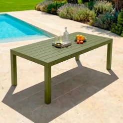 Best Tavolo da giardino rettangolare in alluminio 8 posti (210 x 100 cm) Murano Verde oliva Salotto Da Giardino|Tavoli Da Giardino