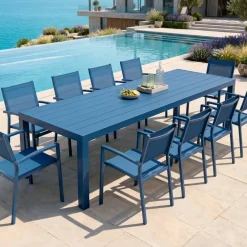 Clearance Tavolo da giardino rettangolare in alluminio 10 posti Murano Blu Salotto Da Giardino|Tavoli Da Giardino
