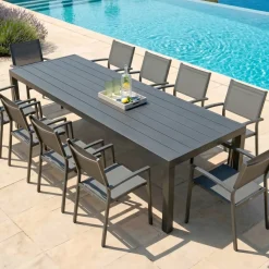 Discount Tavolo da giardino rettangolare in alluminio 10 posti (240 x 120 cm) Murano Grigio Salotto Da Giardino|Tavoli Da Giardino