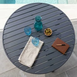 Tavolo da giardino rotondo alluminio 5 posti (D105 cm) Murano Grigio Salotto Da Balcone|Salotto Da Giardino