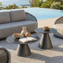 Hot Tavolo da giardino rotondo in ceramica (D81 cm) Riviera Grigio Tavolini Da Giardino, Divani