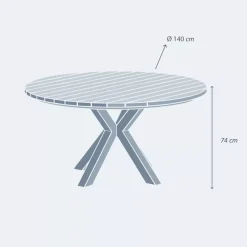 Online Tavolo da giardino rotondo 6 posti Alluminio/Teck (Ø140 cm) Bali Salotto Da Giardino|Tavoli Da Giardino