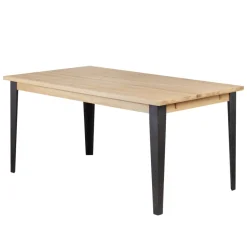 Tavolo rettangolare allungabile in rovere massiccio e metallo (160 cm) Bristol Naturale