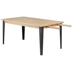 Tavolo rettangolare allungabile in rovere massiccio e metallo (160 cm) Bristol Naturale