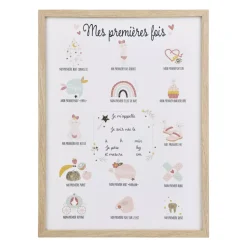 Tela murale per bambini e penna (30 x 40 cm) Le mie prime volte Lilla Beige
