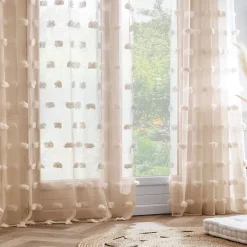 Tenda con occhielli con pon pon (180 x 240 cm) Suzie Tende Trasparenti
